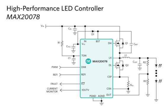 Maxim面向外部照明和高级安全应用推出车载LED控制器