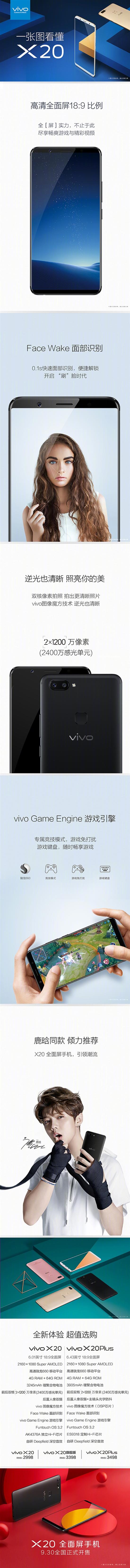 一图看懂vivo X20：除了全面屏 亮点还有这些！