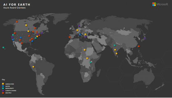 微软将投资5000万美元用于地球人工智能项目