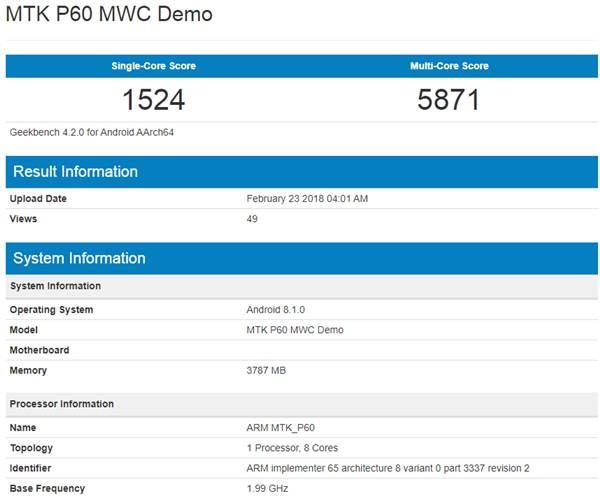 对标骁龙660！联发科Helio P60现身GeekBench