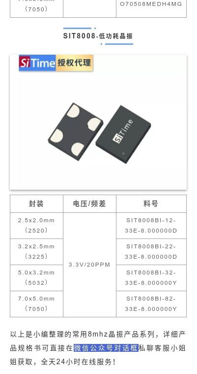 晶振选型大全之8mhz晶振型号系列