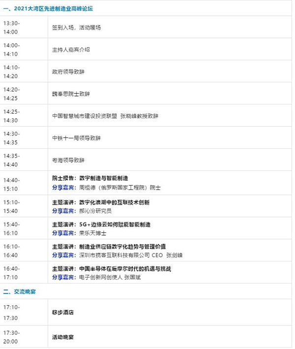 邀请函 | 2021大湾区先进制造业高峰论坛