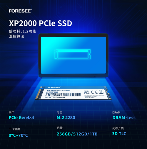 江波龙FORESEE XP2000 PCIe 4.0 SSD多重加密功能，锁定数据安全