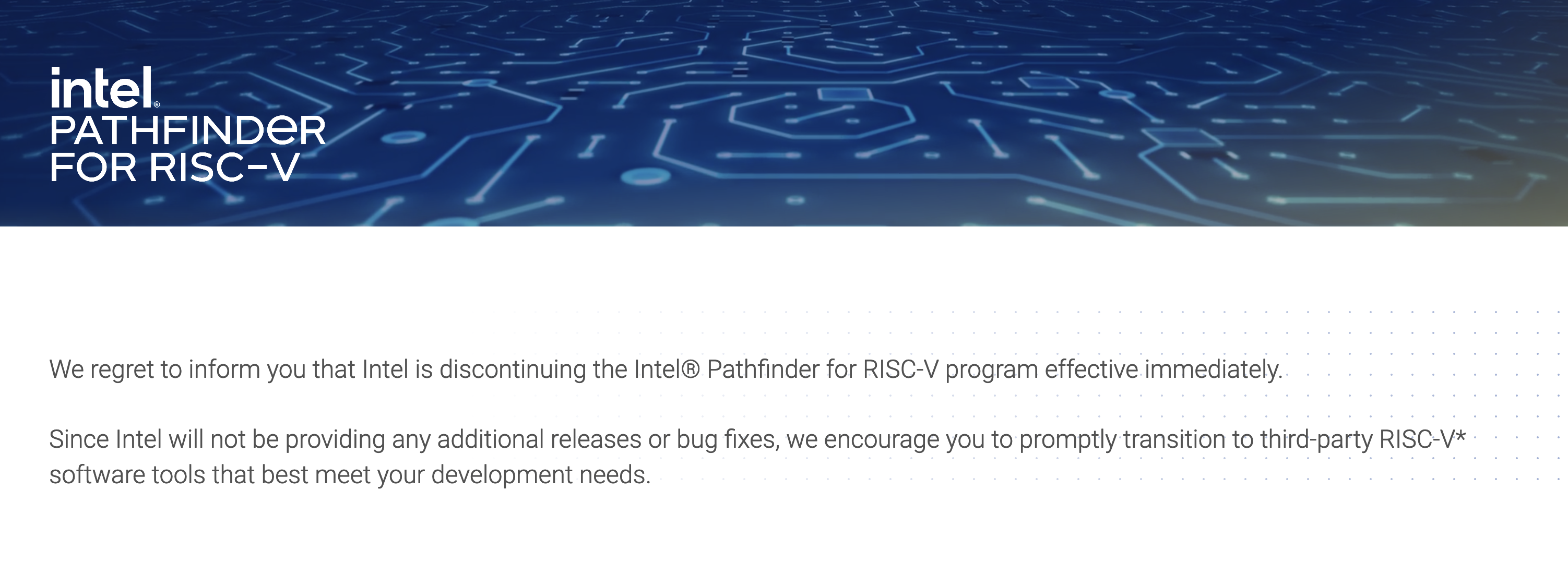推出不到半年，英特尔叫停开发 RISC-V Pathfinder 项目