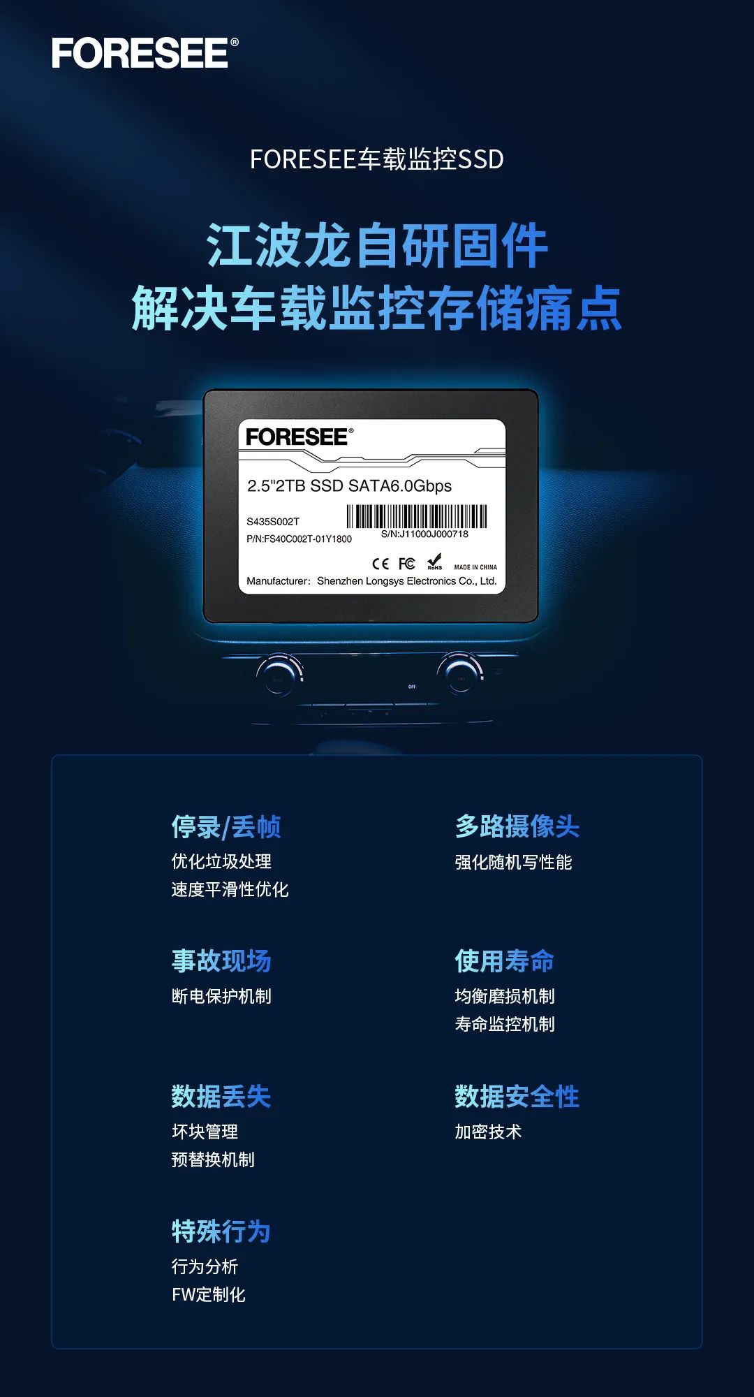FORESEE首款车载监控大容量SSD，支持24路高清视频录像