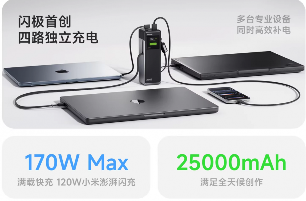 闪极170W超充站移动电源：细节设计见真章